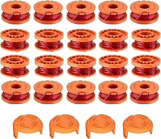 24PCS WA0004 WA0010 Replacement Trimmer Spool & Cover Set, 0.065" Weed Eater Lines Caps for Worx String Trimmer Weed Eater WG154 WG163 WG160 WG180 WG175 WG155 WG151 (20 Spools + 4 Caps)