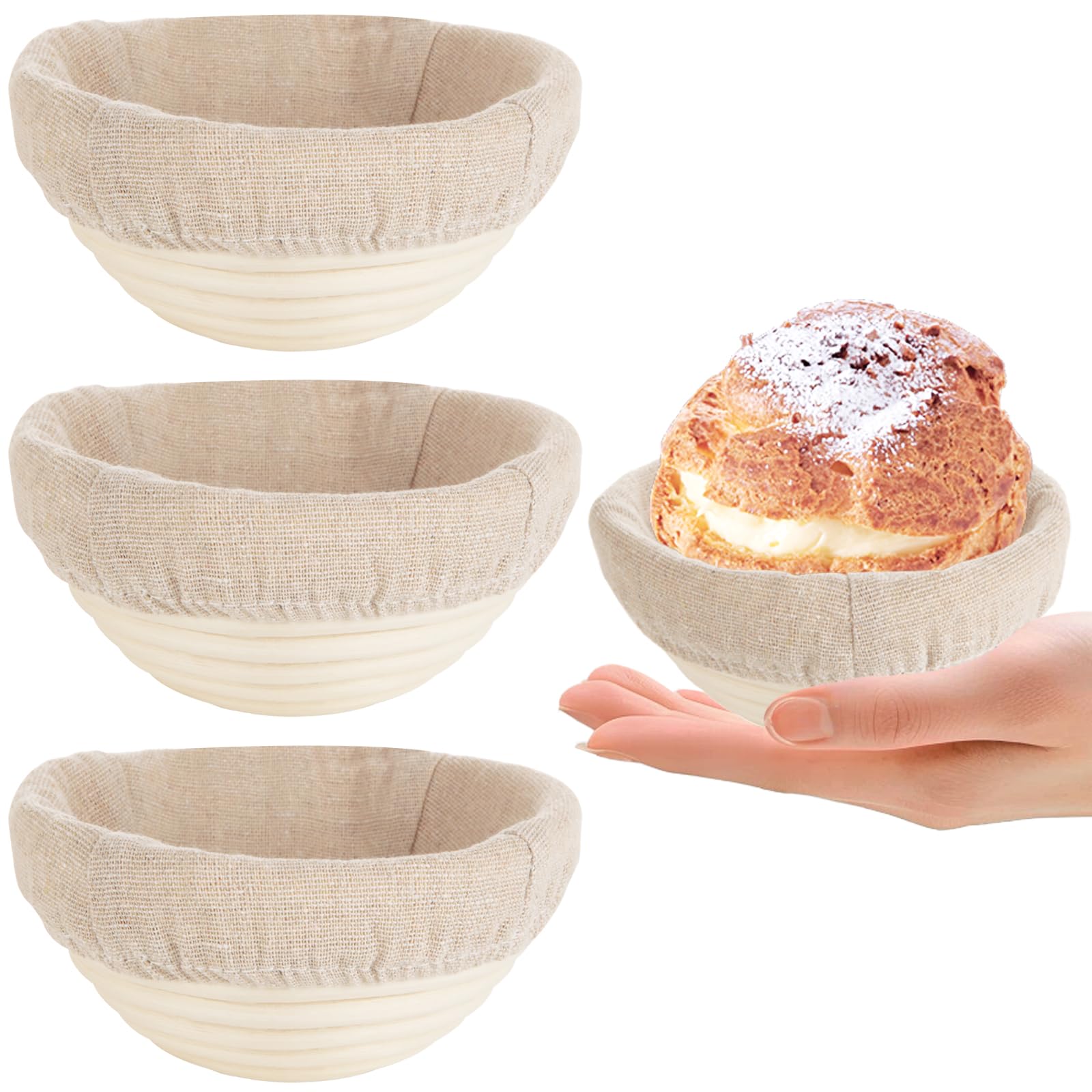 LOPYXBR 4 PCS Round Sourdough Proofing Basket 5 Inch Bread Proofing Baskets for Sourdough Bread Baking Small Batton Bread Basket Proofing with