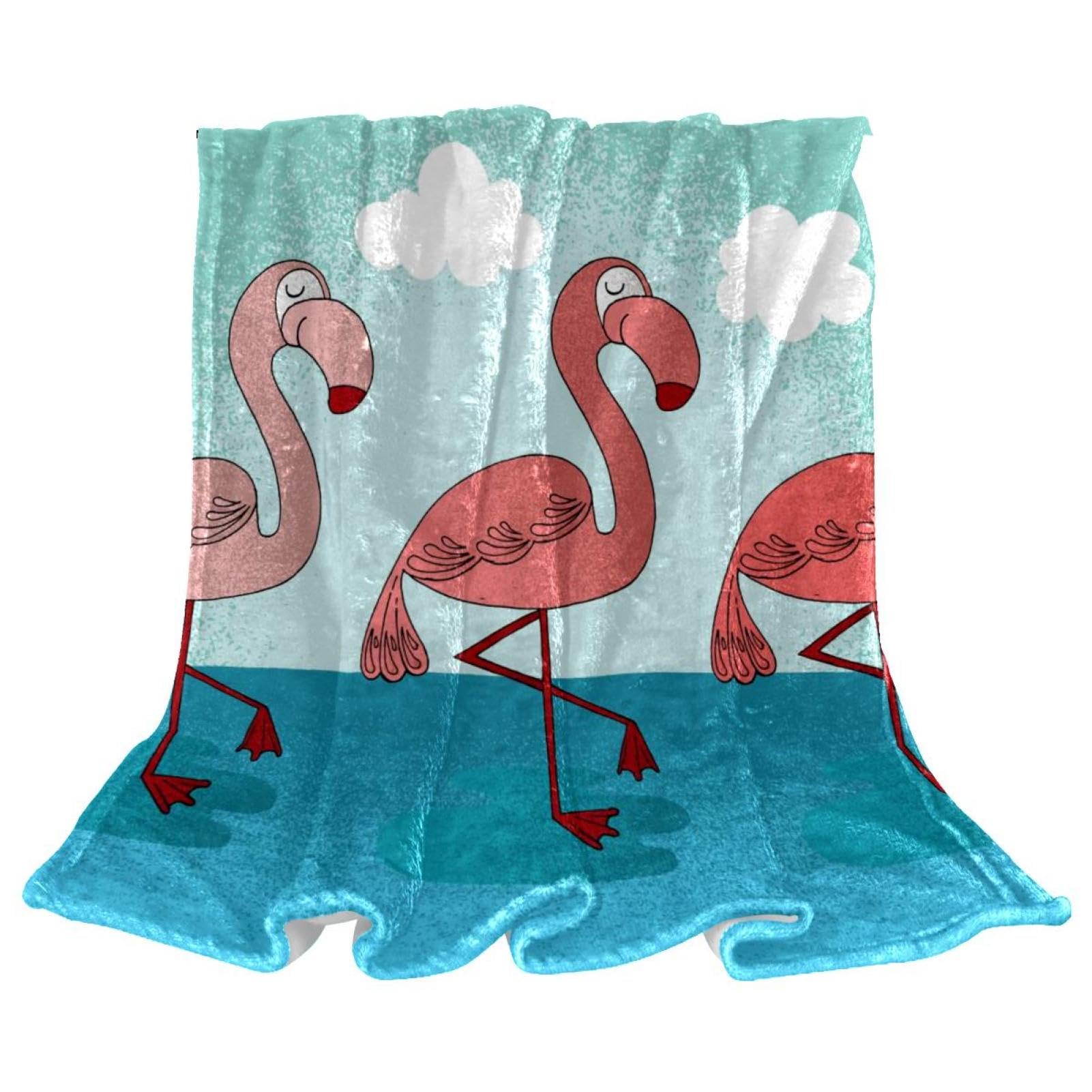 Couverture polaire flamingo plaid doux anti-froid pour lit 150x200