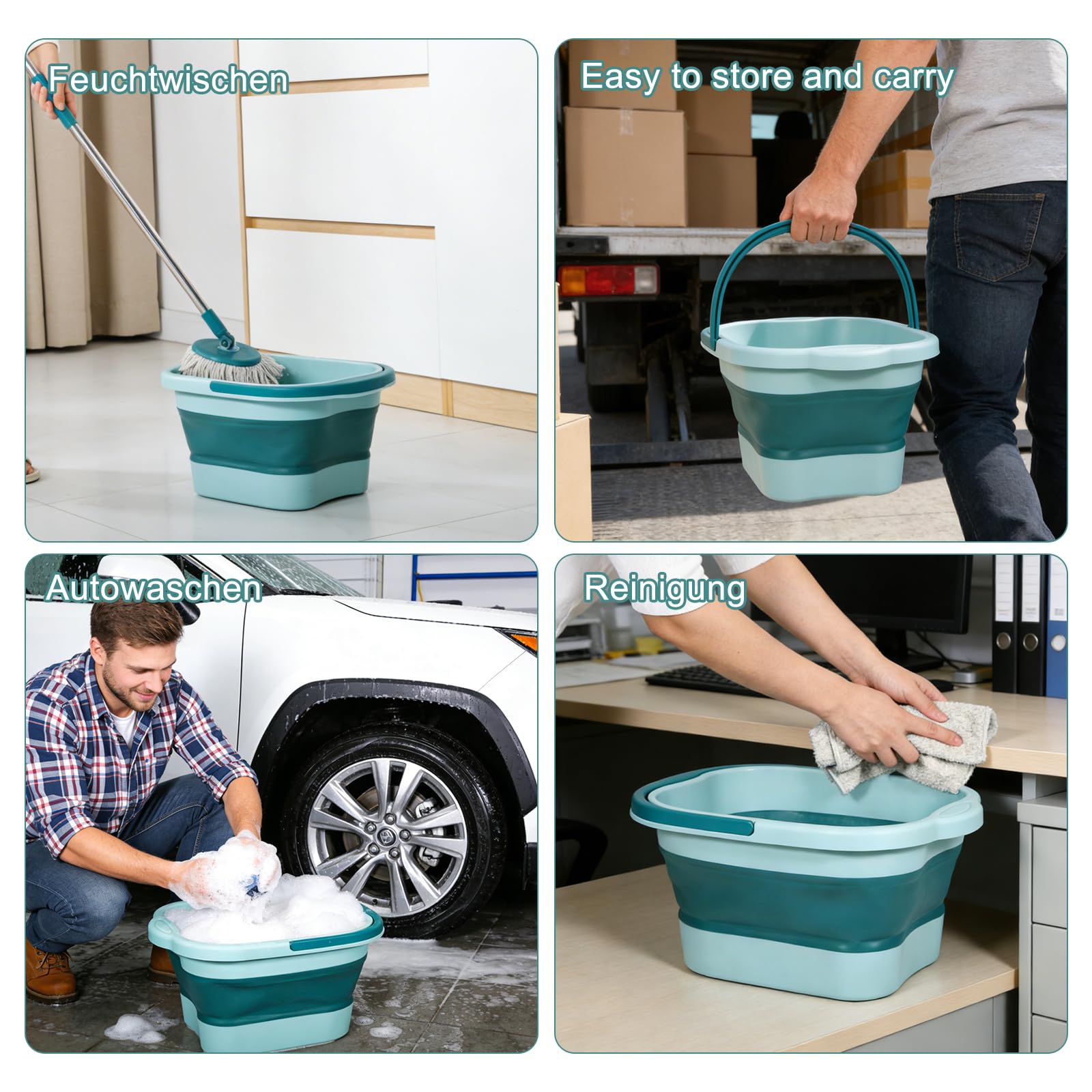 Pediluvio Pieghevole,Vleuexe Bacinella Pieghevole Pediluvio Piedi,Vasca Pedicure,Vaschetta Pedicure, Maniglia di Trasporto,Pediluvio Idromassaggio Piedi Portatile Pieghevole,Lavaggio Auto,Verde chiaro