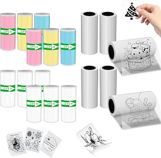 18 rolls Mini Printer Adhesive Stickers : 6 rolls white + 6 rolls colored and 6 rolls transparent self-adhesive stickers，Compatible with most pocket printers.