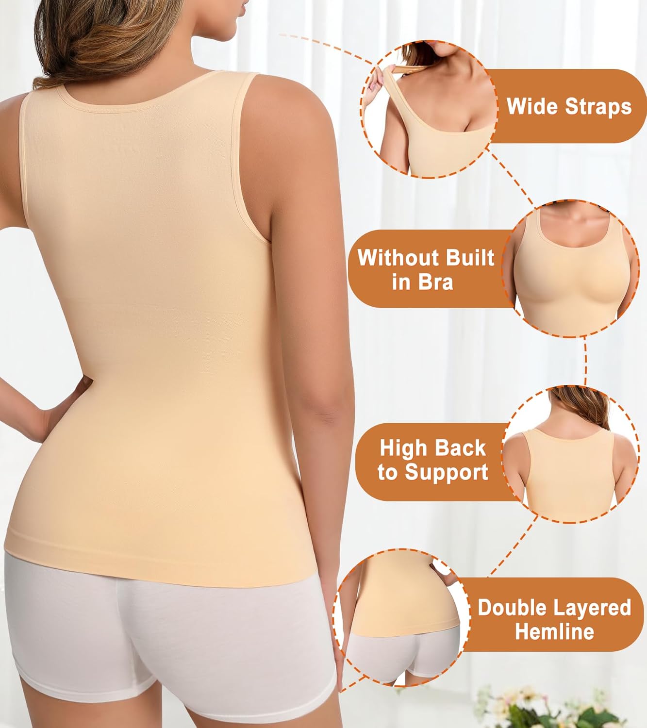 Shapewear Tank Tops for Women Tummy Control Camisole Compression Tanks Top Cami Slimming Body Shaper - Image 5