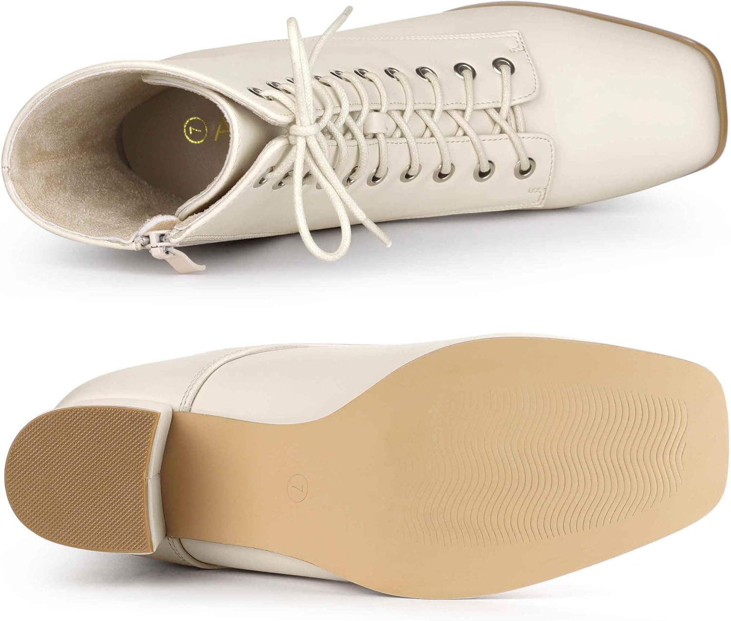 Allegra K Women's Lace Up Square Toe Chunky Heels Ankle Combat Boots - Image 7