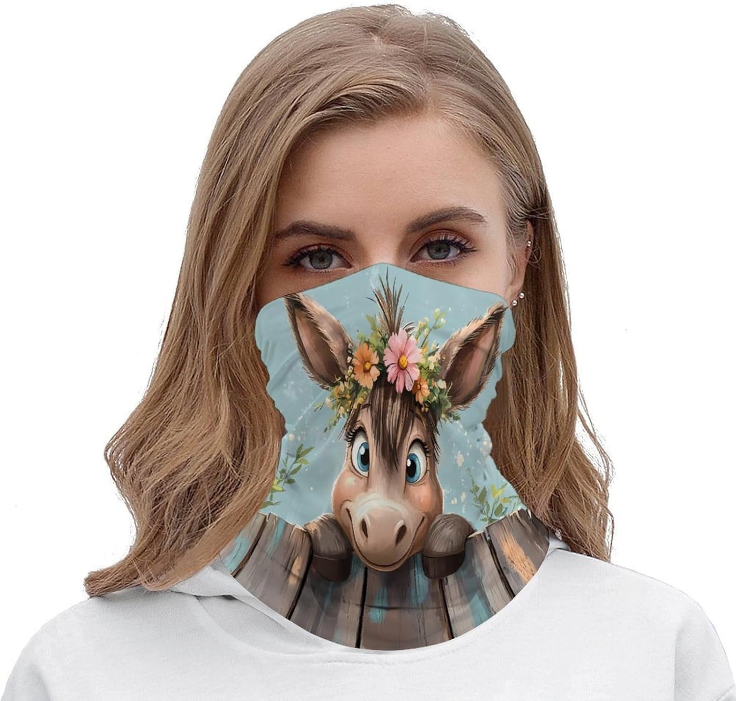 Farmhouse Donkey Floral Face Cover Neck Gaiters for Men Women Sun Protection Mask Scarf Hiking Bandana