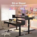 HUANUO 48″ x 26″ Electric Standing Desk with 24.4″ Large Keyboard Tray & 2 Drawers, C-Clamp Mount Compatible, Adjustable Computer Desk for Home Office, Sit Stand Up Desk with 4 Height Presets, Black