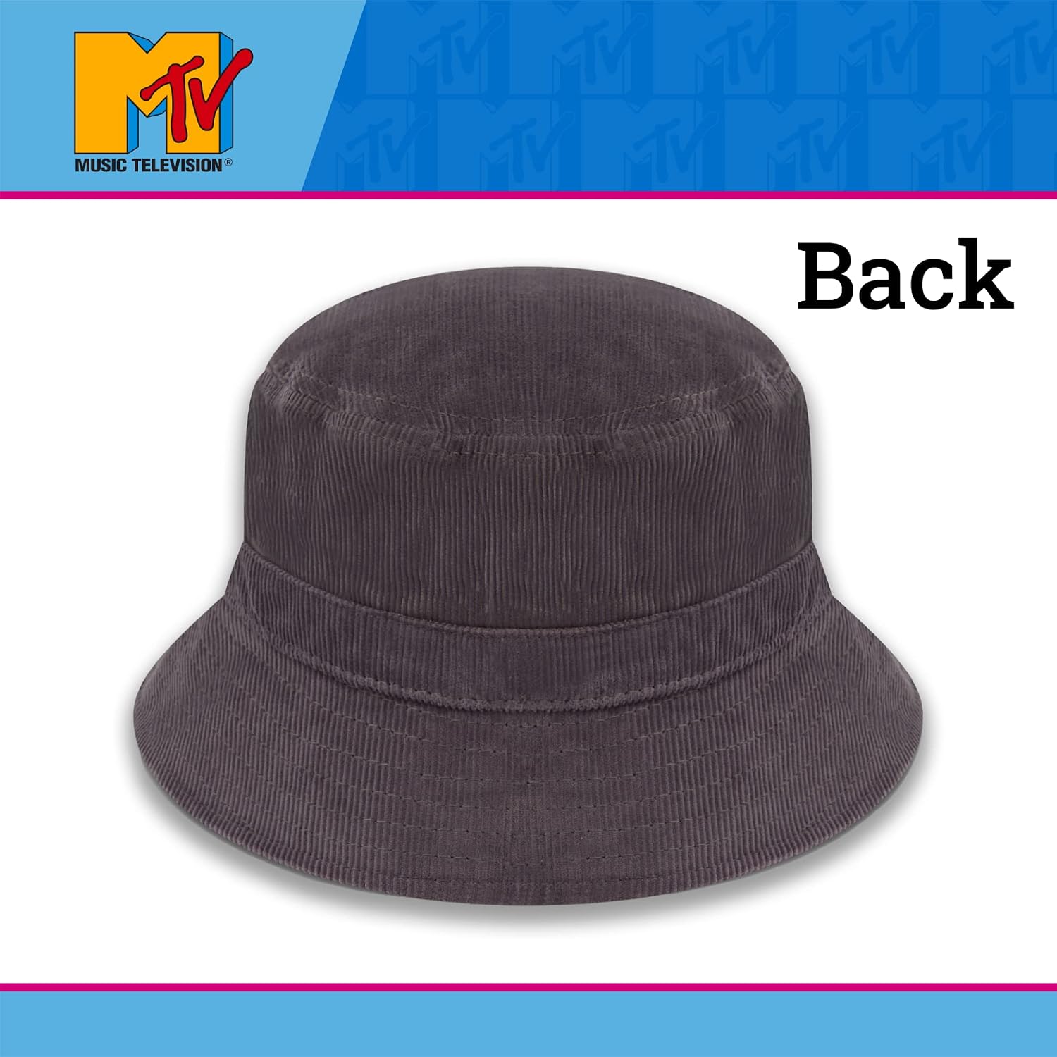 MTV Checkered Logo Bucket Hat, Packable Travel Hat, Wide Brim Summer Hat