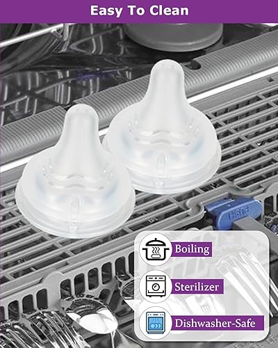 Miniatura 8 de Tetinas de silicona (M) para biberones Lansinoh, boquilla de biberón de repuesto, 9.8 ft+, flujo Meudim, 6 unidades