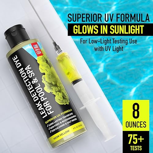 Miniatura 4 de Kit de tinte para detección de fugas de piscina, con 2 aplicadores de precisión, fabricado en Estados Unidos, tinte UV superior de larga duración
