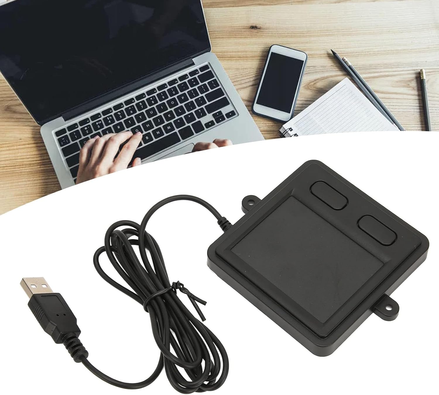 Wired USB Touchpad for Laptop & Desktop – High Sensitivity Portable Trackpad with 2-Button Design, Plug-and-Play / Compatible Black Touchpad for Home Office, Remote Work, and Travel