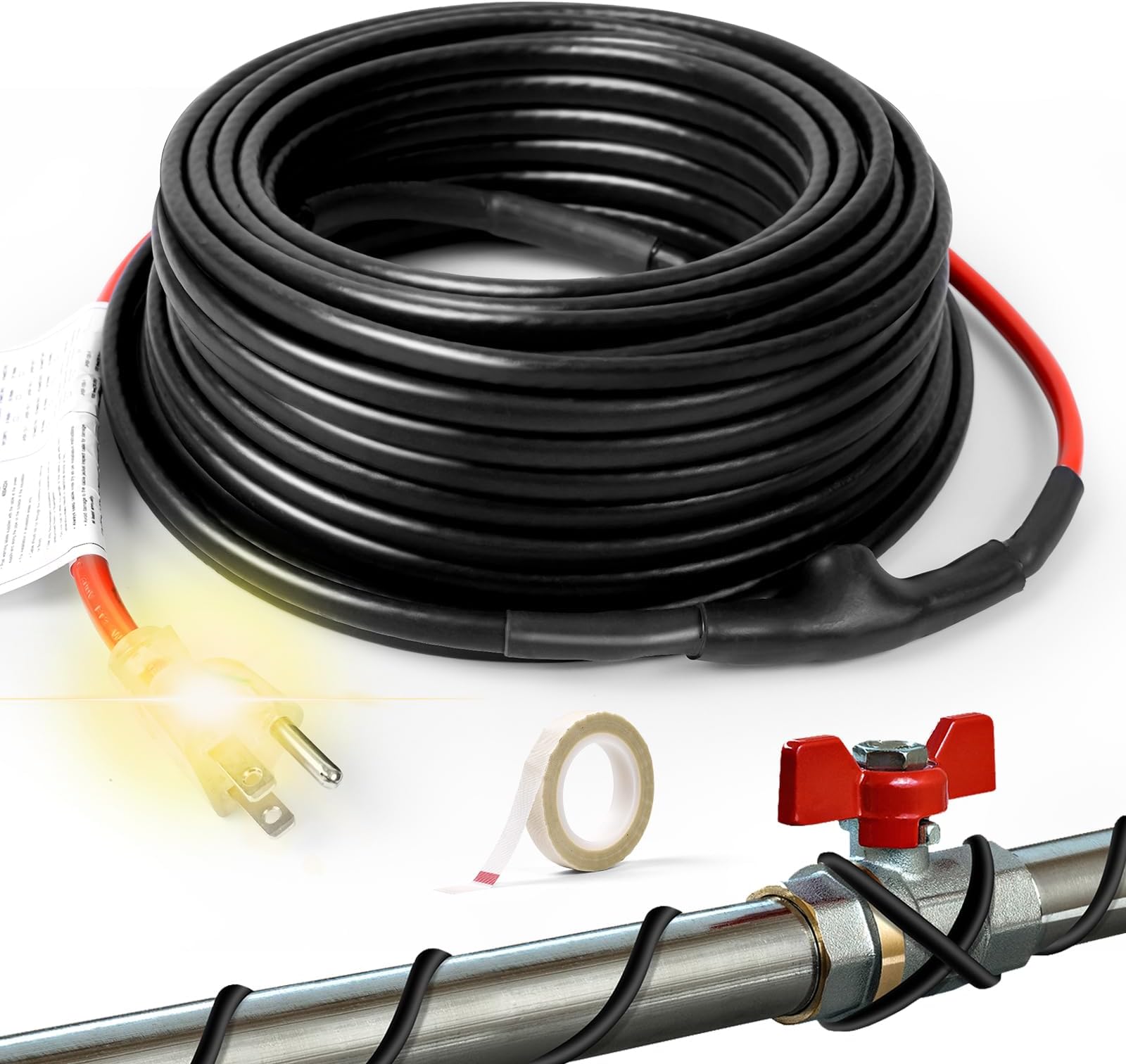 18FT Heat Tape for Water Pipes Freeze Protection 7W/FT 110V BDDFOTO Water Pipe Heat Cable With