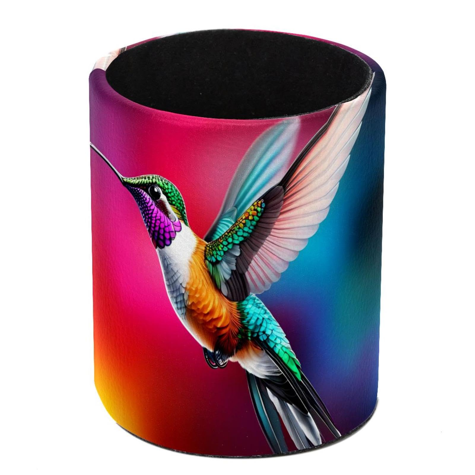 HEOEH Hummingbird Pen Holder for Desk, PU Leather Pencil Holder Pen Cup Marker Holder Makeup Brush Holders, Desk Accessories & Workspace Organizers for Home, Office