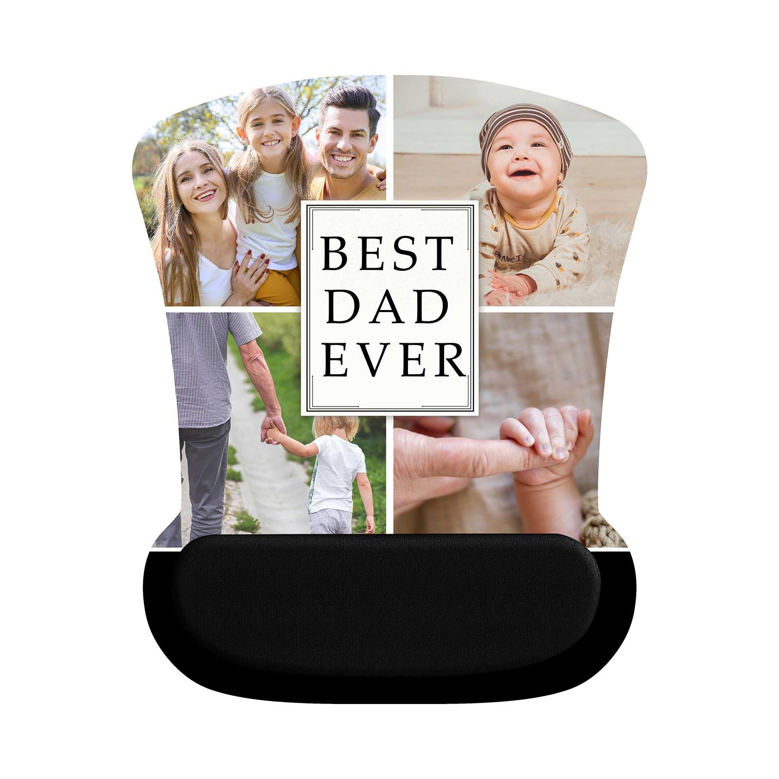 Naispanda Personalised Mouse Mat with Memory Foam Rest Custom Mouse Pad with Wrist Support (Square, 4 Photos-2)