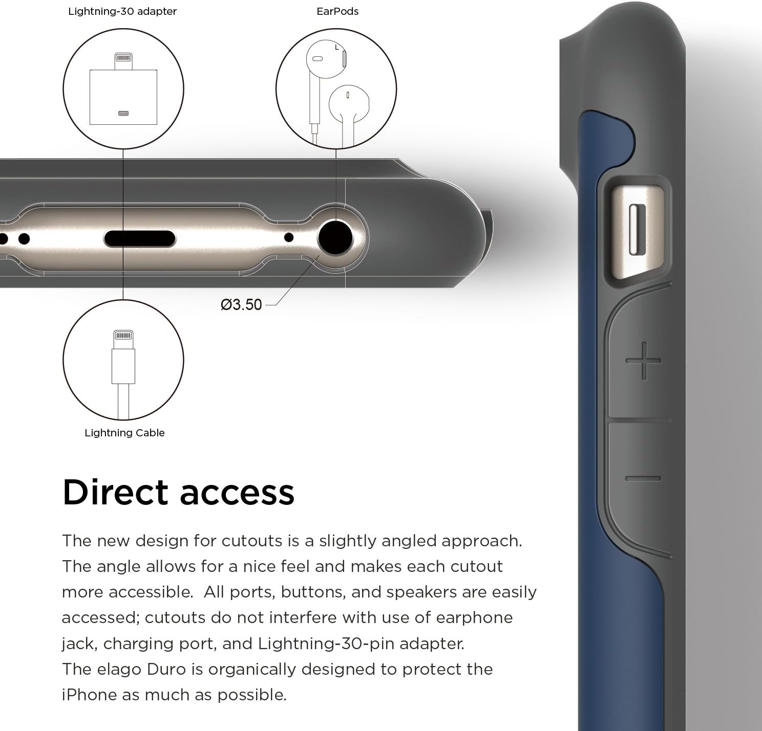 elago iPhone 6S Case, [Duro][Dark Grey/Jean Indigo] - [Premium Armor][Heavy Shock Absorption][Dual Layers] – for iPhone 6/6S