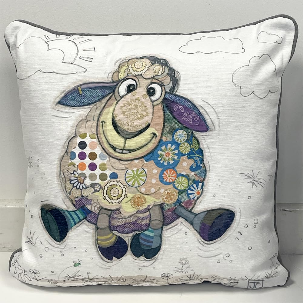 Lesser & Pavey Sasha Sheep Cushions For Bedroom Or Living Room Décor | Cute Animal-Themed Cushion Covers For Sofa, Chair, Or Bed Use | Decorative Throw Pillow For Kids