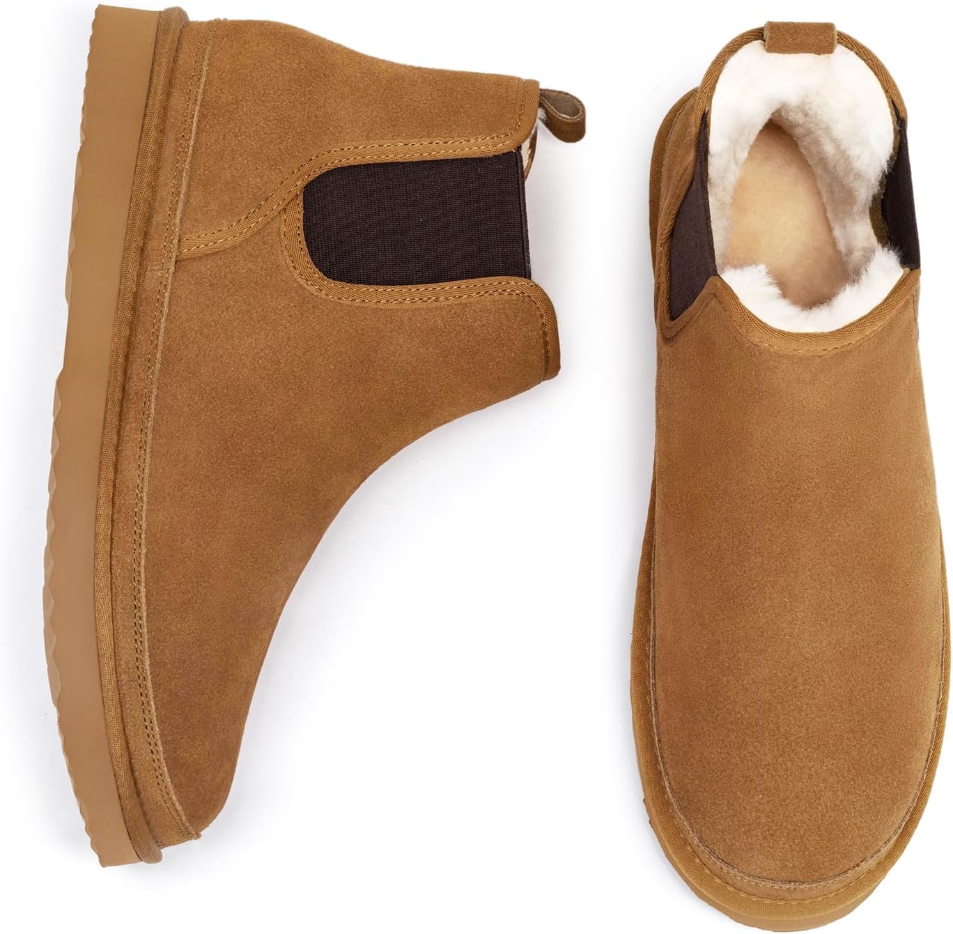 Athlefit Men's Winter Snow Boots for Men Suede Chelsea Boots Casual Warm Anti-Slip Chelsea Boots - Image 6