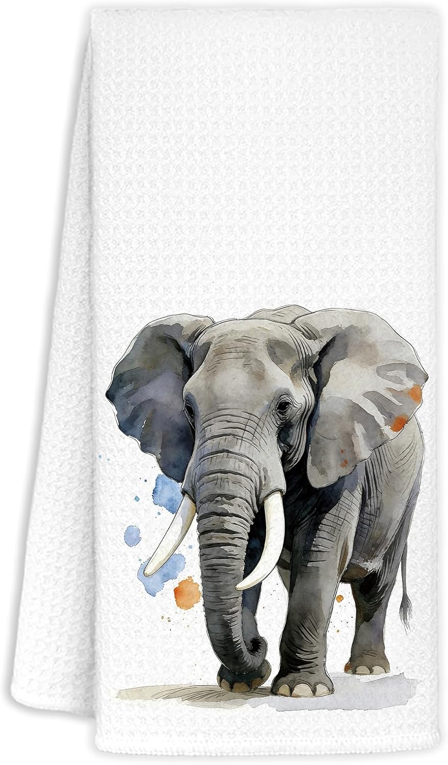 Elephant Bathroom Hand Towels,Watercolor Elephants Kitchen Decor,Animal Decorative Hand Towels for Kids Bathroom, Elephant Lover Gifts, Soft and Absorbent Kitchen Towels Dishcloth, 16x24 Inch