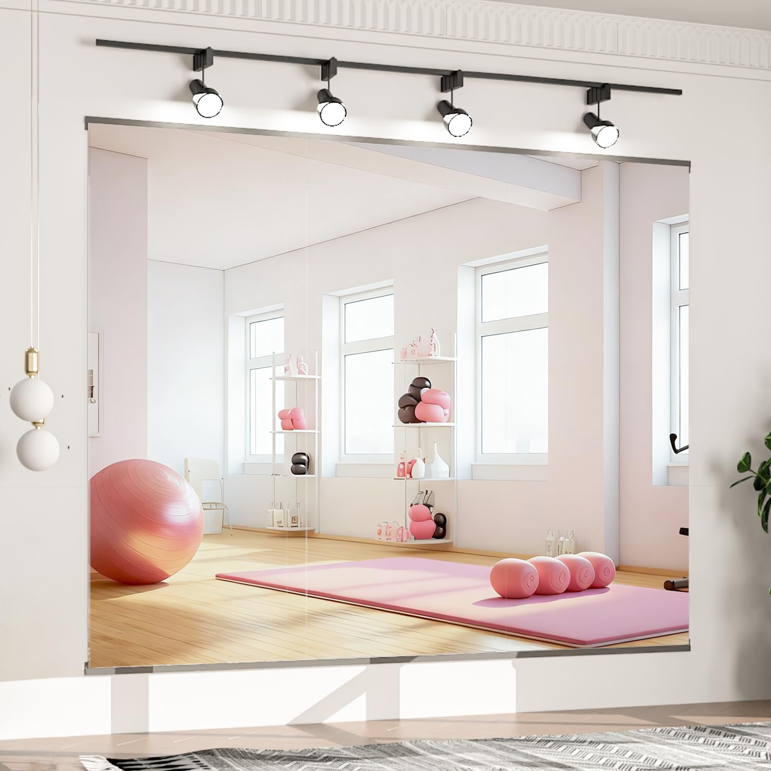 Elemango Home Gym Mirror, 143.5x60cmx3PCS, Tempered Glass Frameless, Large Yoga Mirror, Wall Dance, Suitable for Gym, Yoga, Studio, Living Room