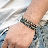 Vista 343 de Handmade Natural Stone Beaded Healing Bracelet Gift for Men Adjustable Rope String Bracelet (picasso jasper, Adjustable)