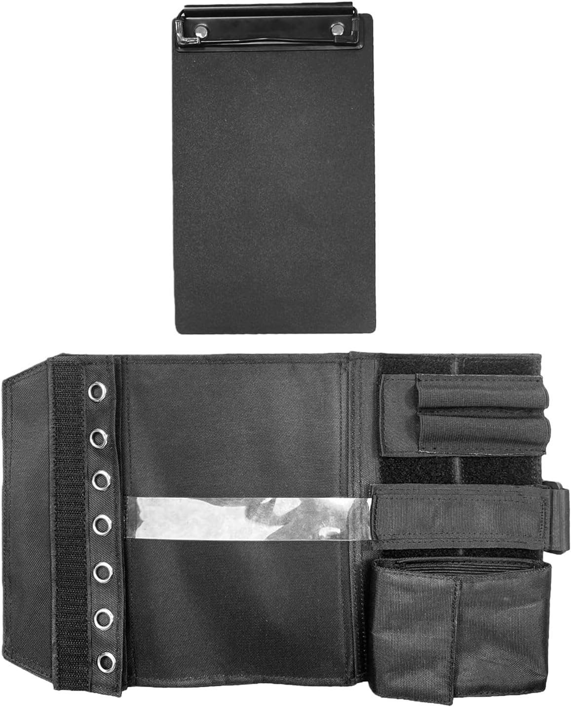 Pilot Kneeboard - Adjustable Knee Support with 7 Compartments | Writing Board with Clamp and Rigid Plate for Aviation Maps, Cockpit Documents