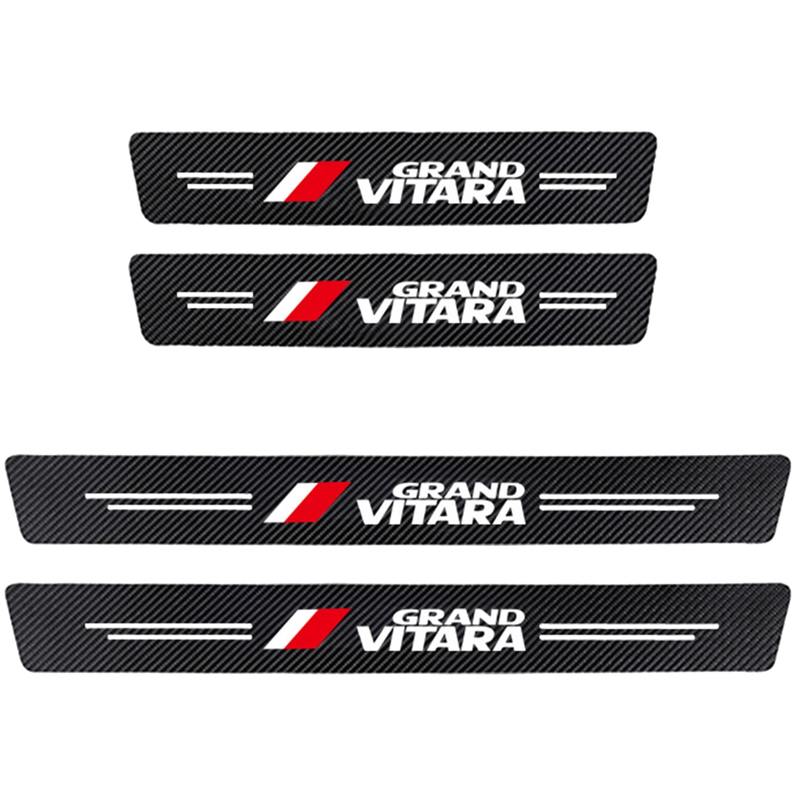 Buhb 4 Pezzi Fibra Di Carbonio Battitacco Per Auto Sticker Per Suzuki Swift SX4 Jimny Ignis Alto Samurai, Esterno Battitacco Protezione Plates Anti-Graffio Scuff Adesivi Decorativi Accessori