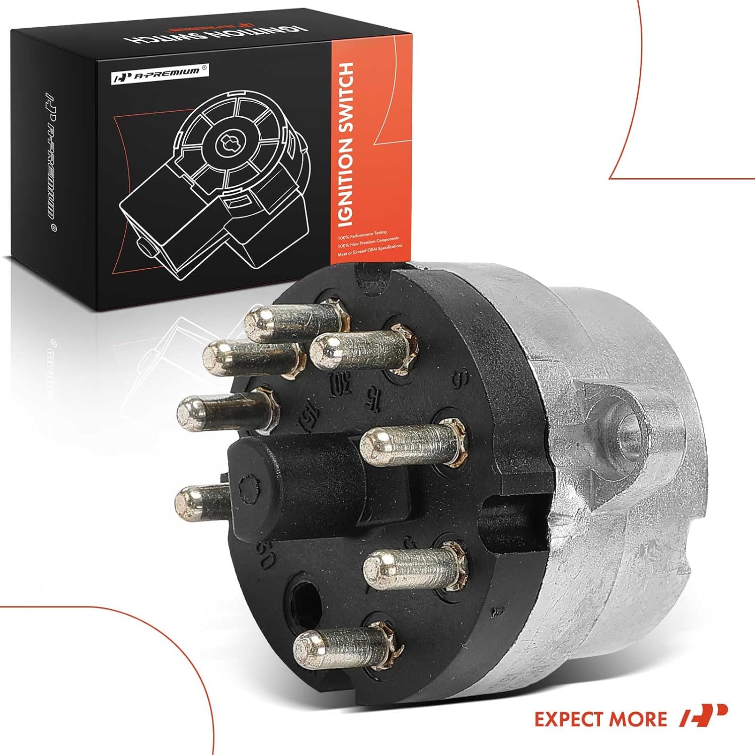 A-Premium Ignition Starter Switch Compatible with Volvo Vehicles - 760 1988-1990, 850 1993-1997, 940 1991, 960 1992-1994 - 8 Blades, Replace# V95800003