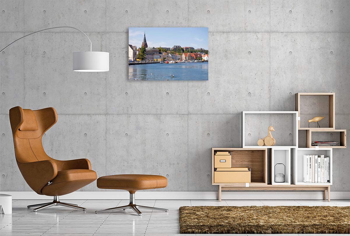 Premium Textil-Leinwand 90 x 60 cm Quer-Format Flensburg und die Schlei | Wandbild, HD-Bild auf Keilrahmen, Fertigbild auf hochwertigem Vlies, Leinwanddruck von Peter Schickert