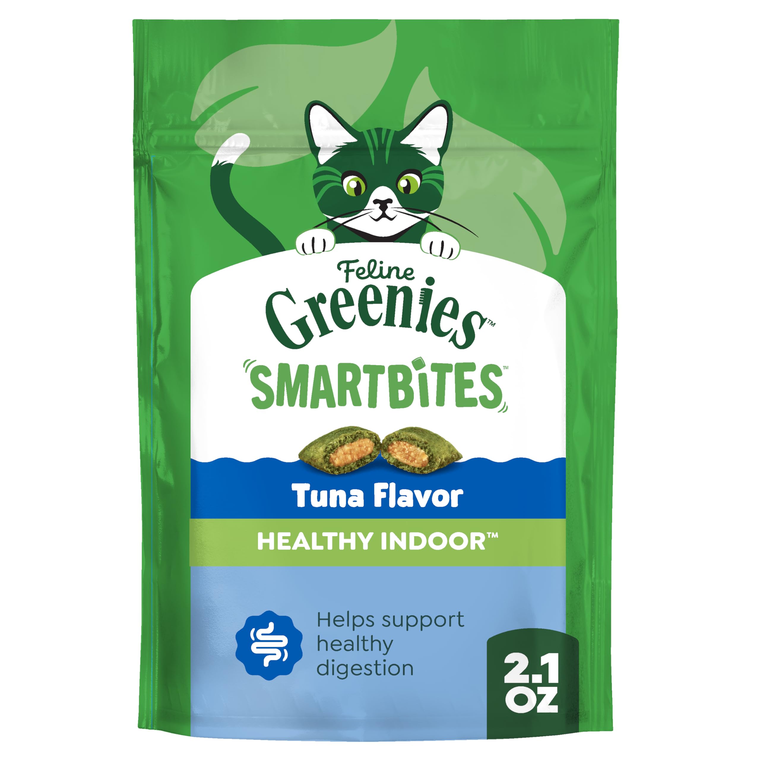 FELINE GREENIES SMARTBITES HEALTHY INDOOR Natural Treats for Cats, Tuna Flavor, 2.1 oz. Pouch