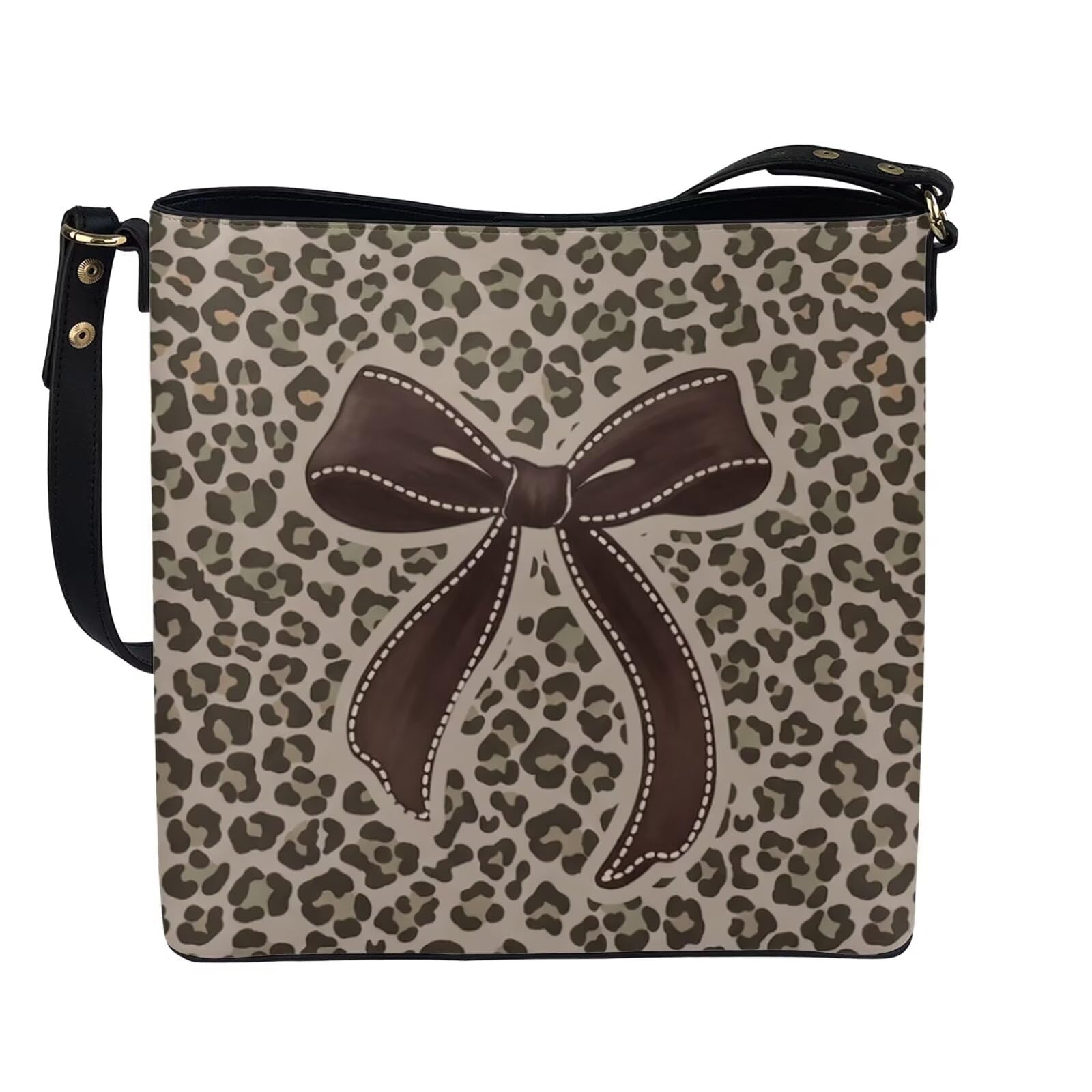HUGS IDEA Boho Bags for Women Leather Handbag Shoulder Bucket Crossbody Purse