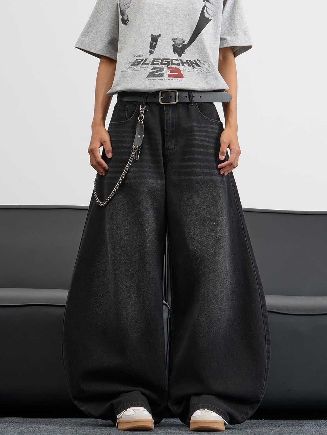 Baggy Barrel Jeans for Men Wide Leg Loose Fit Jeans Y2K Hip Hop Streetwear Denim Pants - Image 3