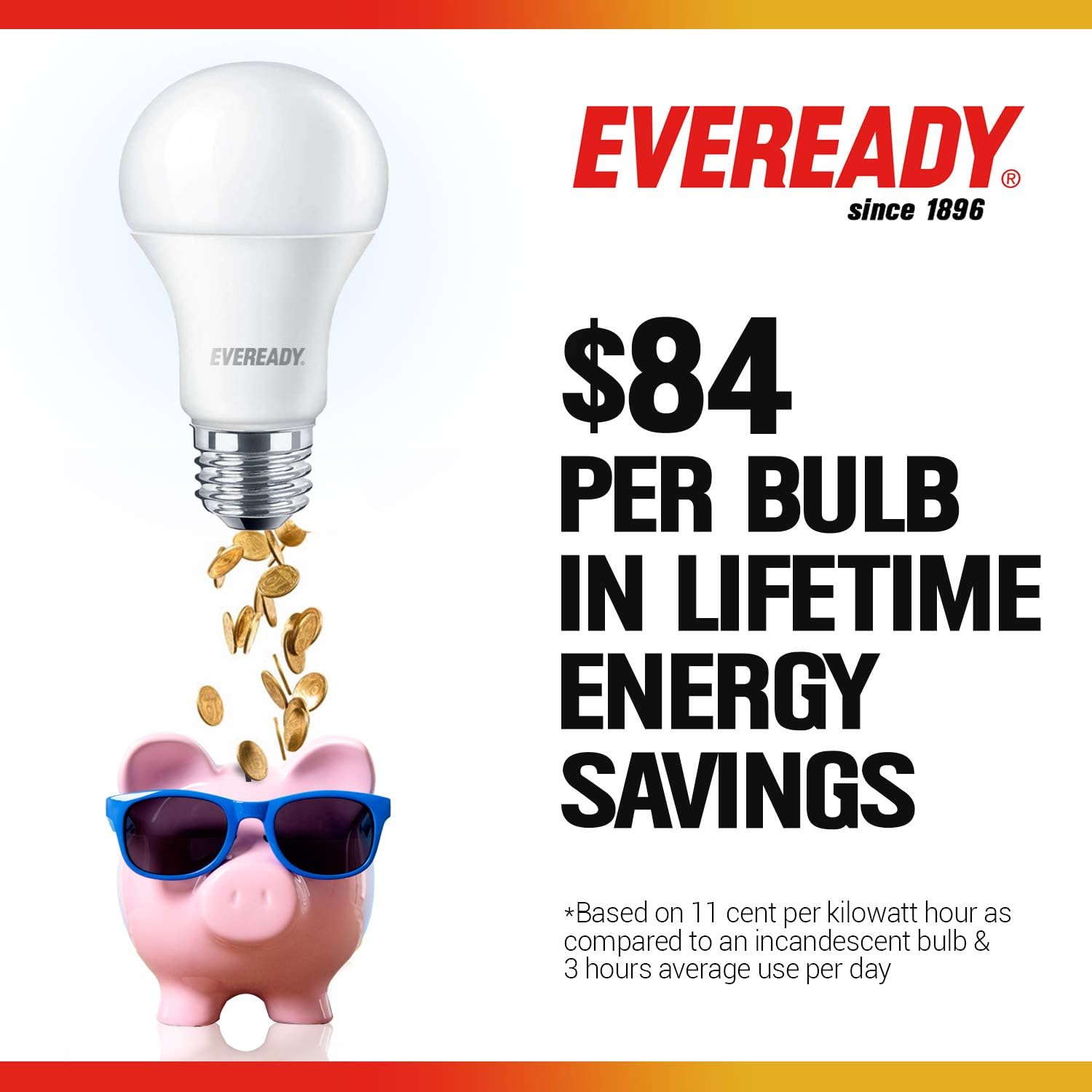 Eveready Led Light Bulbs, Non-Dimmable, 60 Watt Equivalent Light Bulbs (9W Led Bulb), 800 Lumens, 5000K Daylight Color, A19, E26 Base Led Replacement for Halogen Bulb, UL Listed - 6 Pack