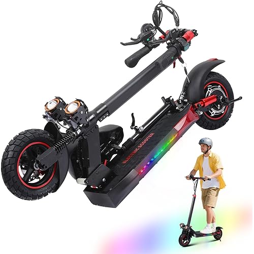 10" Offroad Electric Scooters with Seat,800W Motor 31 Miles Range & 28 Mph Fast Electric Scooter, eScooter for Adults,Height Adjustable,Dual Suspensions e Scooter for Commuting 48V 15AH
