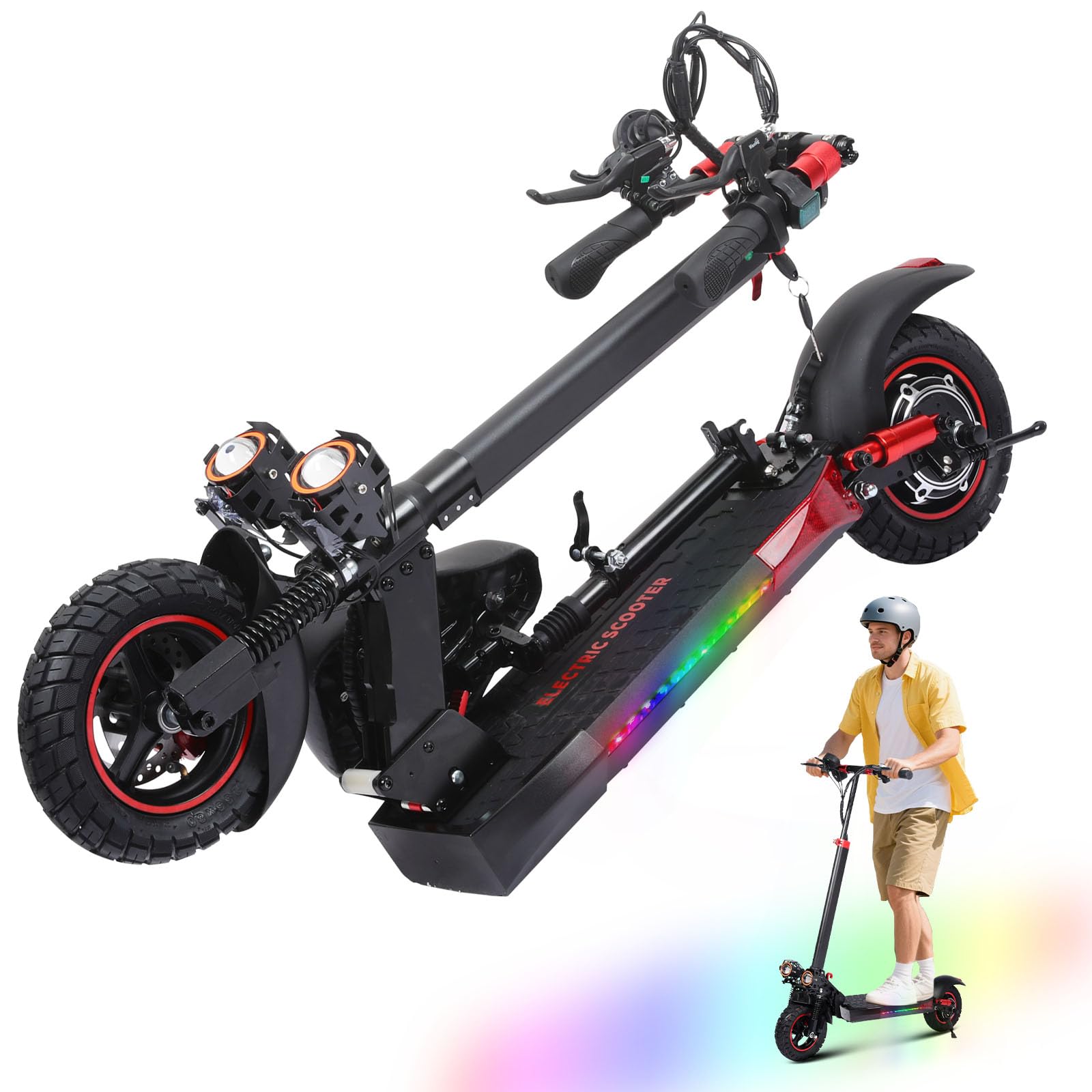 Patinete electrico para Adulto, 10" Patinete electrico Plegable, batería de 48 V, 15 Ah, 40-55 km de autonomía, 500W Carga máxima de 120 kg, Patinete Electric Adultos trotinete electrica Adulto