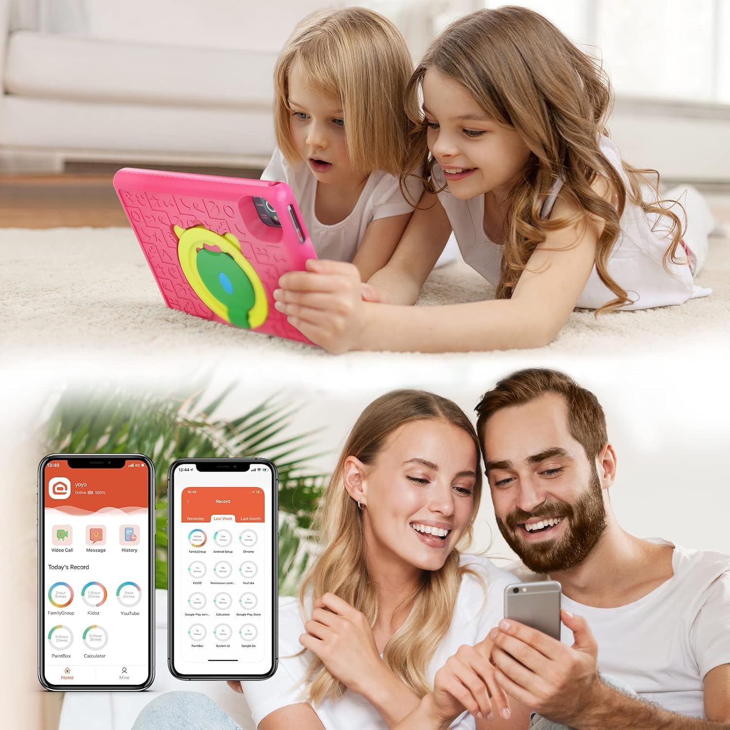 Freeski Tablet Bambini 10 pollic Android 14 Quad Core, 1280 * 800, 5000 mah, Controllo Parentale, WiFi, Bluetooth, Doppia Fotocamera Tablet (Viola)