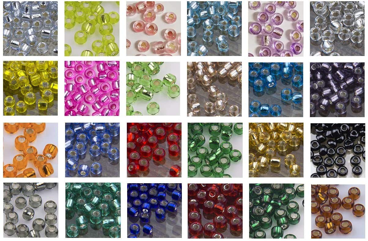 24000 Pezzi Perline Vetro Perline Colorate, 2mm Tubolari 24 Colori