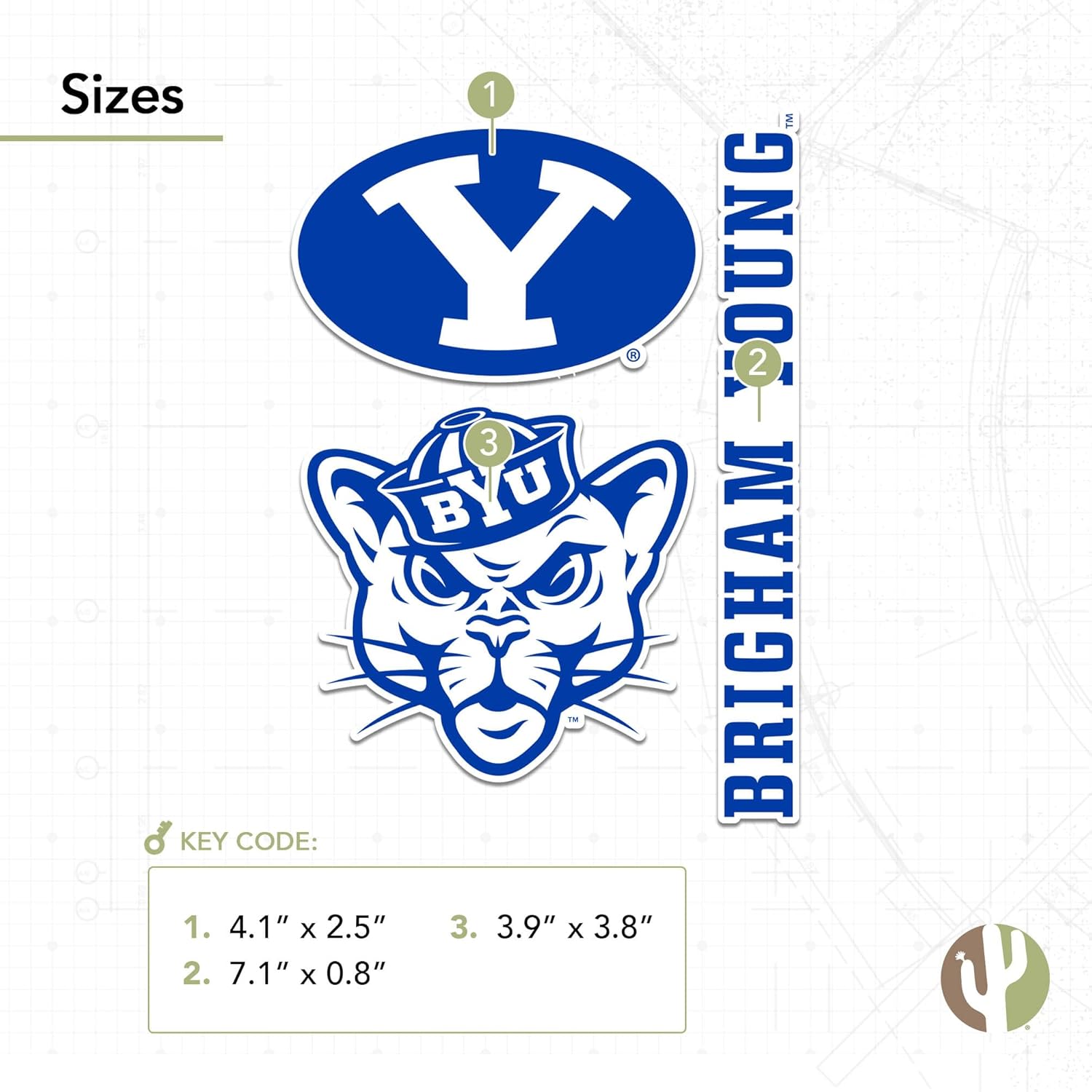 Desert Cactus BYU Brigham Young University Sticker Cougars Cougs Vinyl Decals Laptop Water Bottle Car Scrapbook T5 (Type 5-1) - Image 4