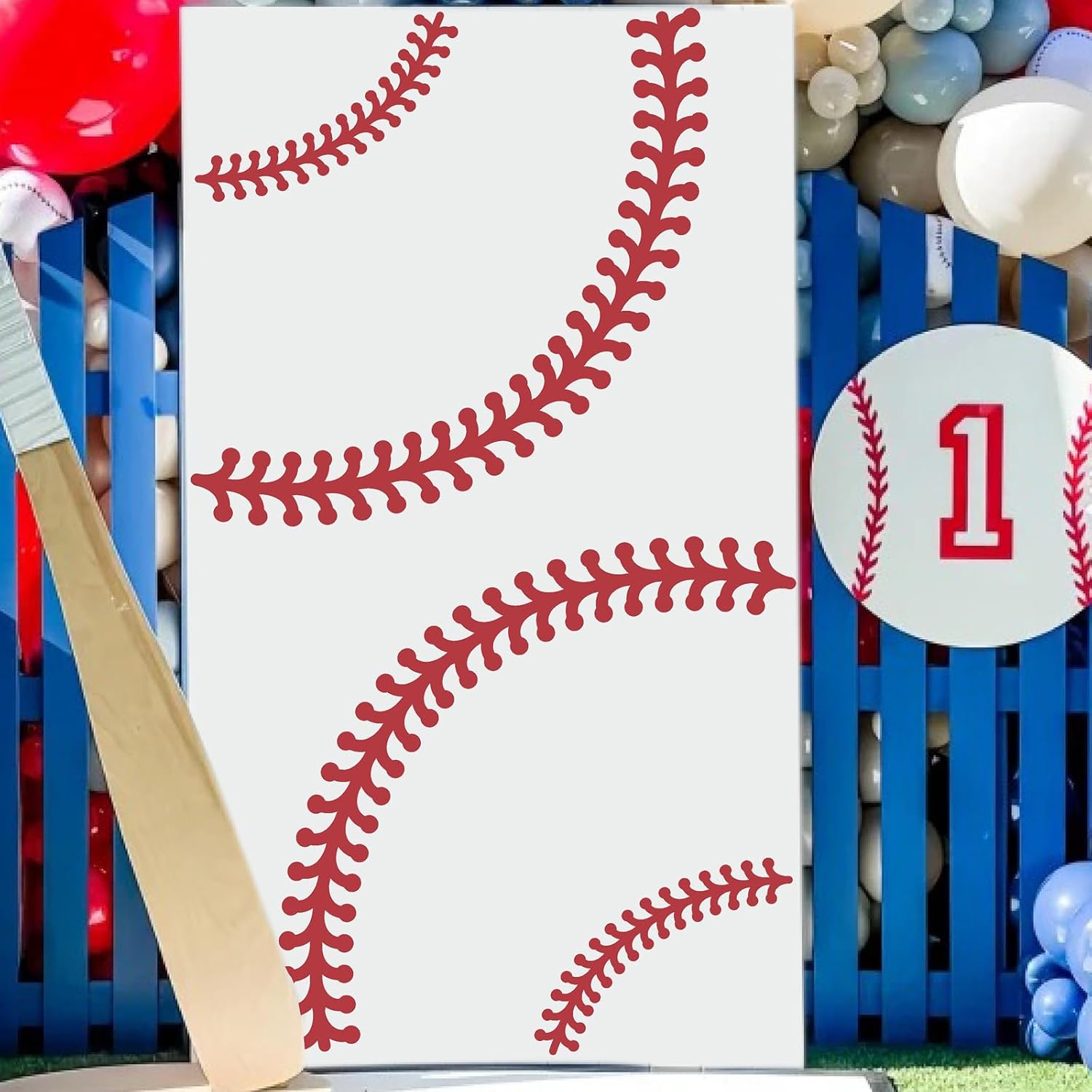 Large Baseball Wall Decal Vinyl Baseball Stitches Decals for Ceiling Baseball Stitch Wall Stickers Peel and Stick Big Ball Sport Wall Decals for Boys Room Teens Kids Bedroom Playroom Decor