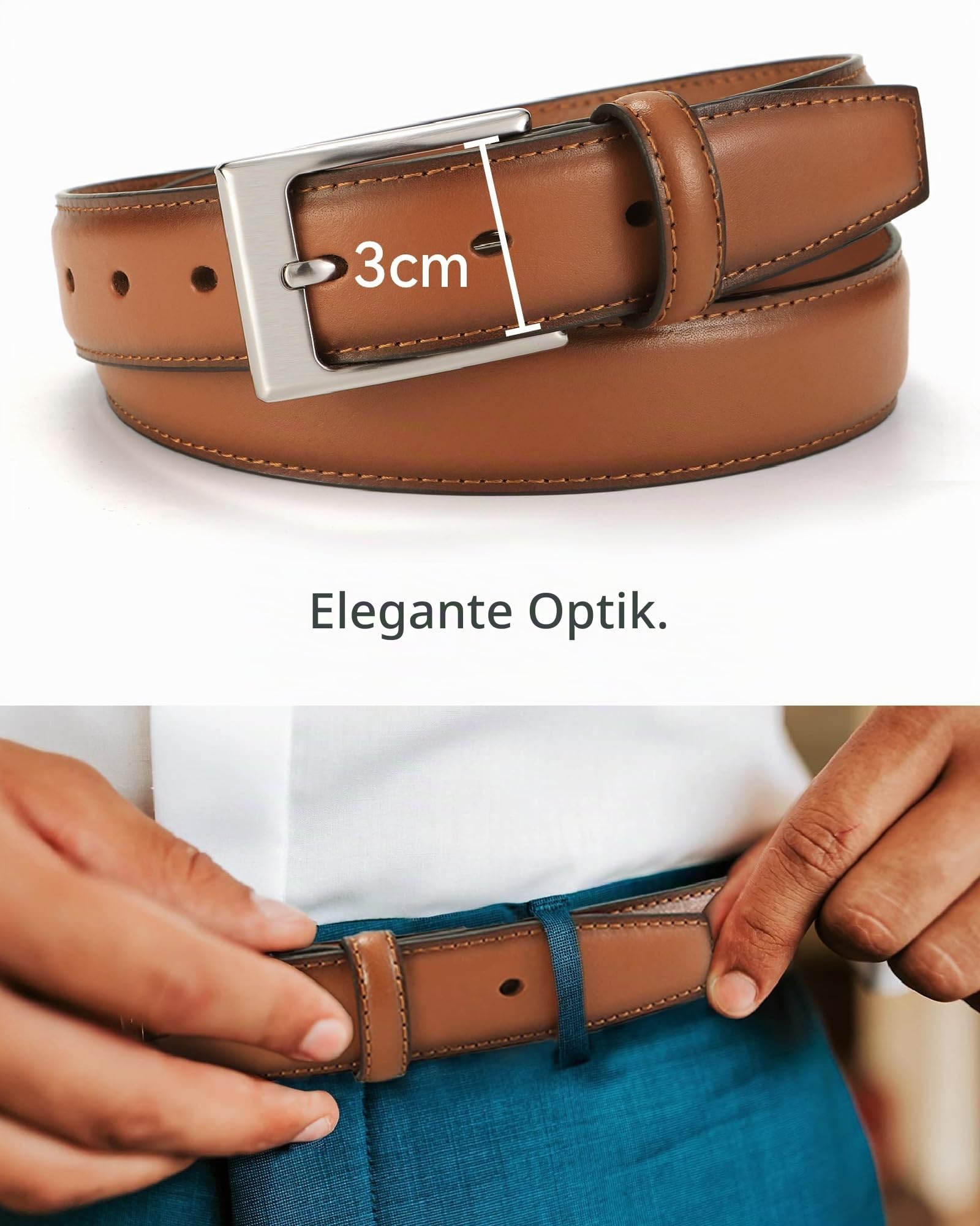 CHAOREN 3cm Ledergürtel Herren, Gürtel Herren Leder für Business und Formelle Anlässe, Anzuggürtel Perfekter zu Männer Businessschuhe