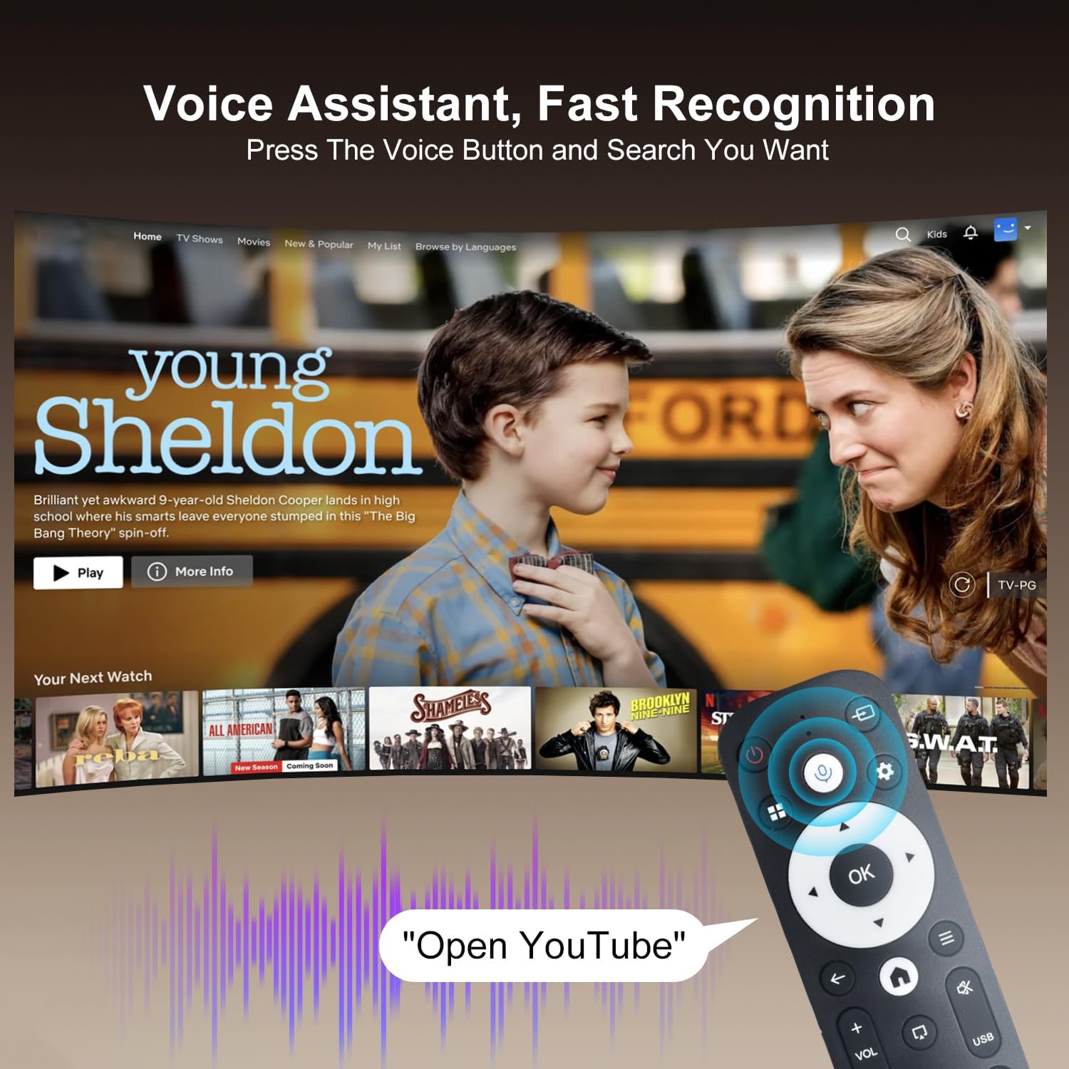 ZDSSY HY320MAX Mini Projector demonstrating voice control feature