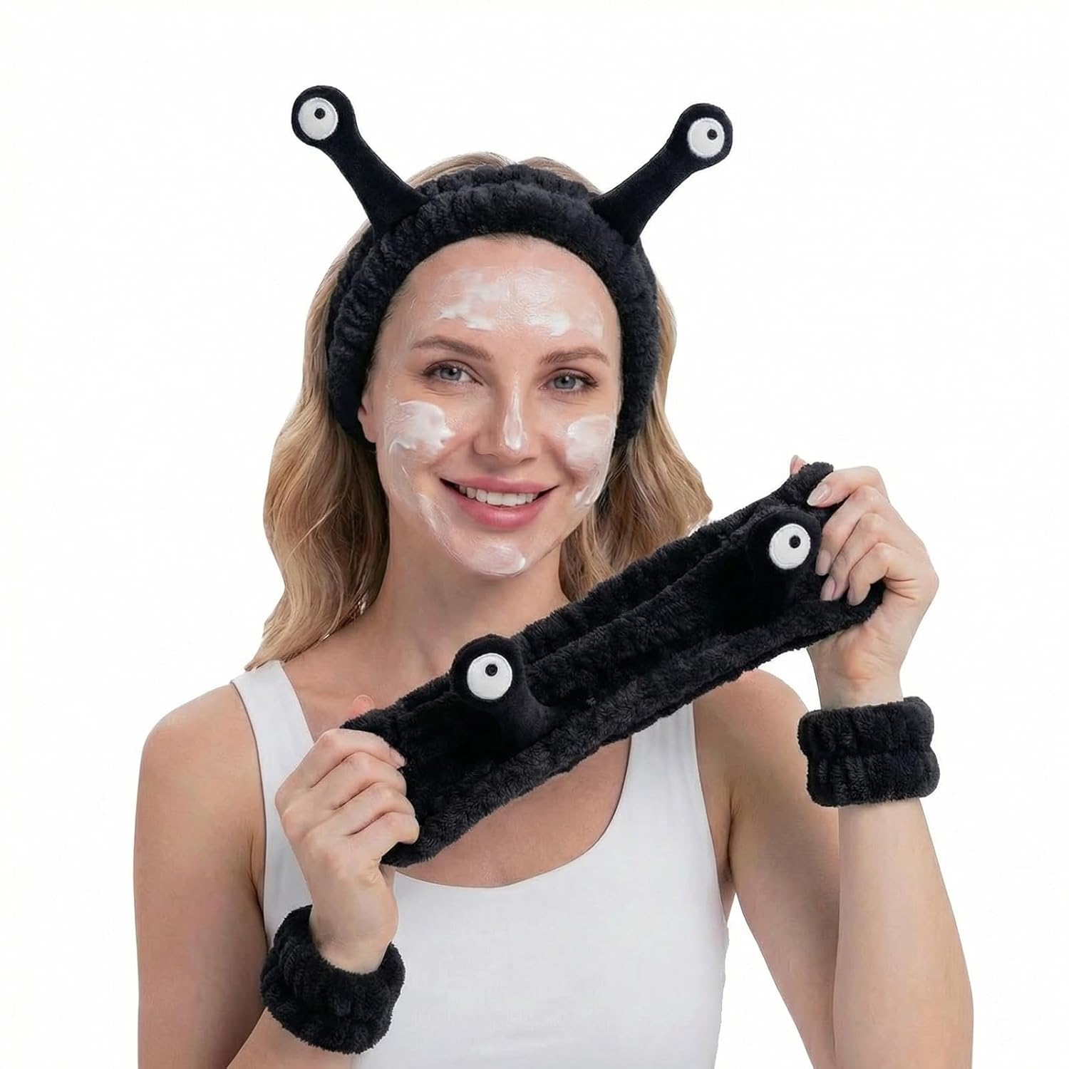 Face Wash Headband and Wristband Set Microfiber Skincare Headband Wrist Towels for Washing Face to Stop Water Running