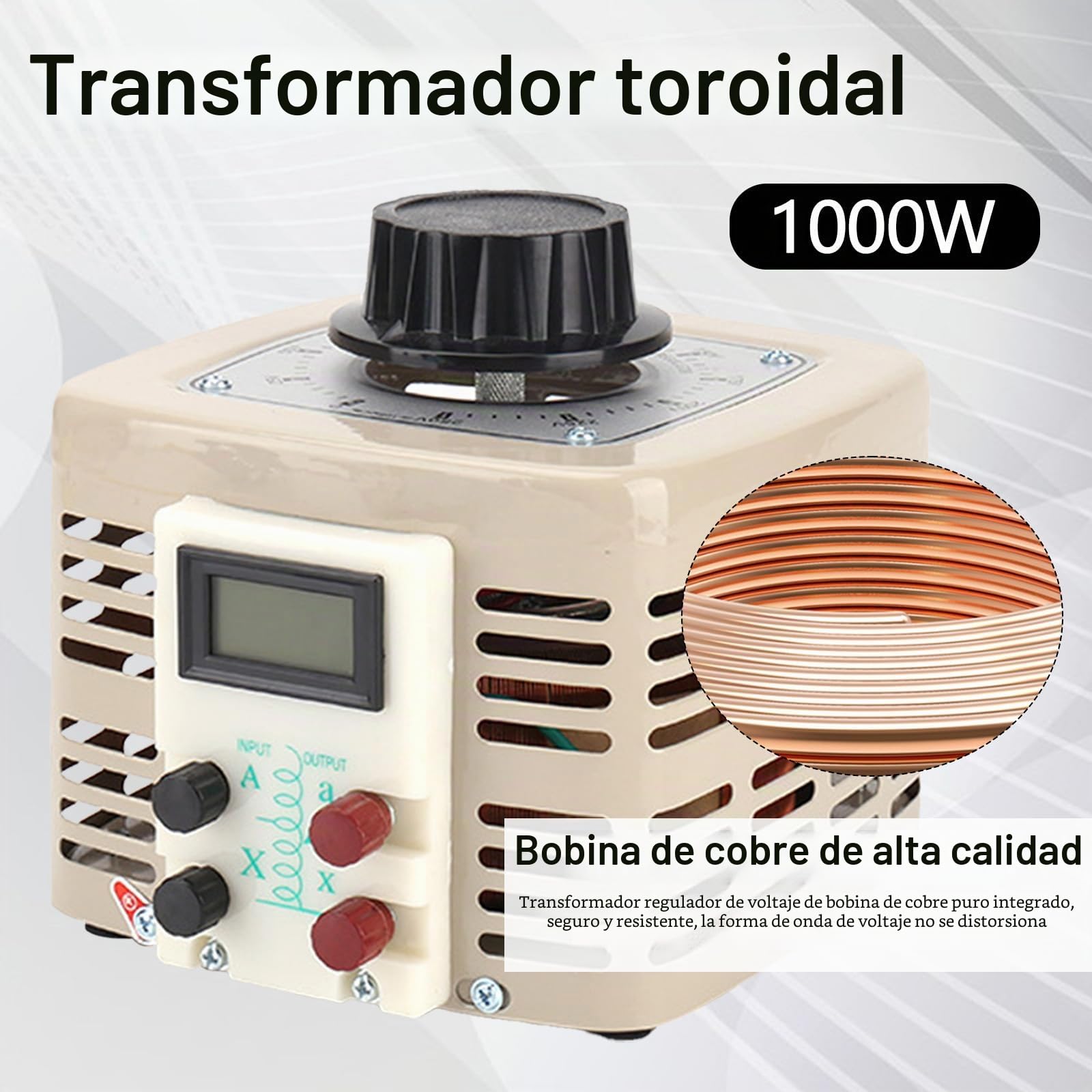 Transformador Toroidal De 1000 W, Transformador Ajustable Ajustable De 0 A 250 V Autotransformador De 4 A Con Entrada De 230 V