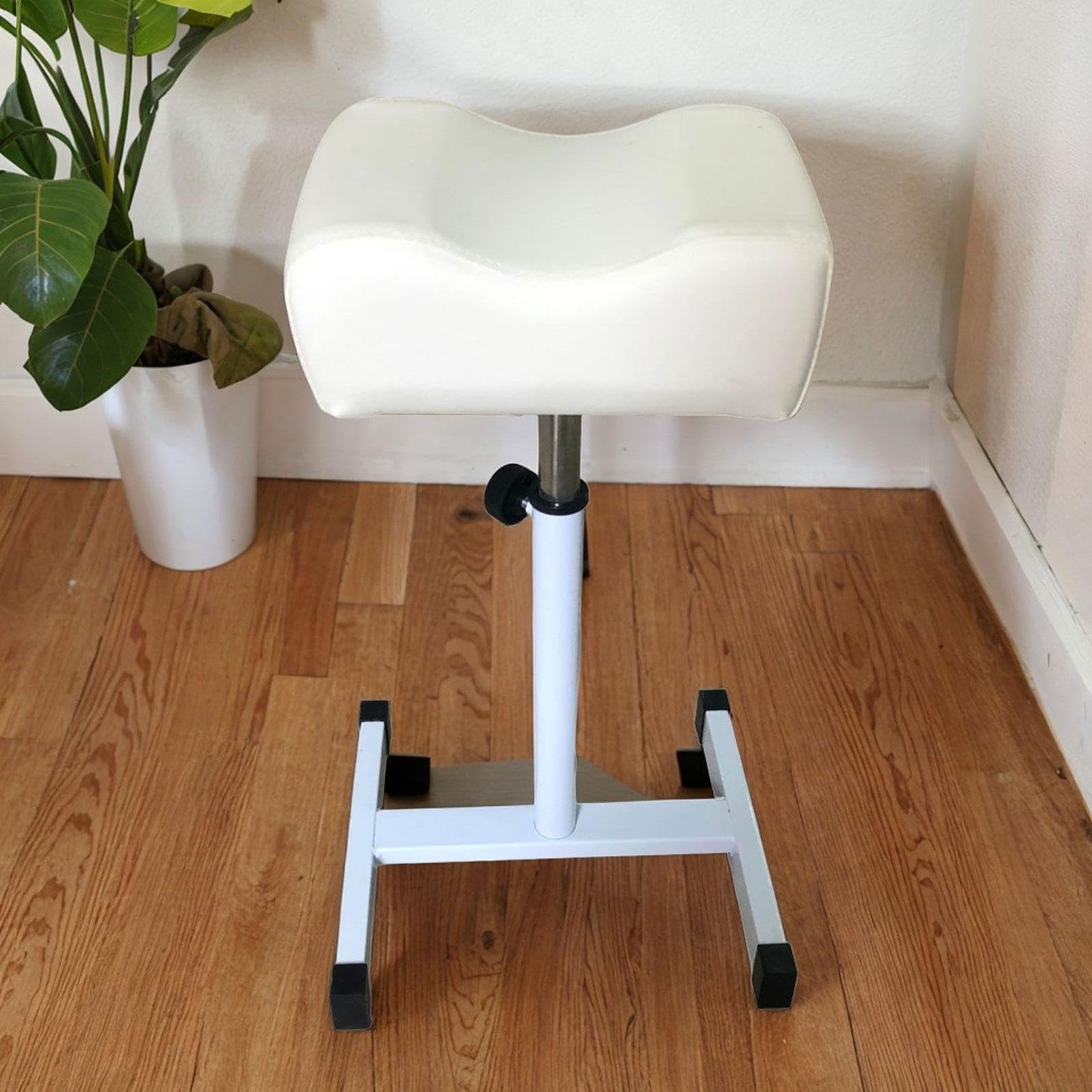 Repose-Pieds Pédicure Manucure Réglable Support de Pied Tabouret Massage Coussin Doux Antidérapant Structure Fer PU Cuir Adapté Salon Spa Beauté Usage, Blanche
