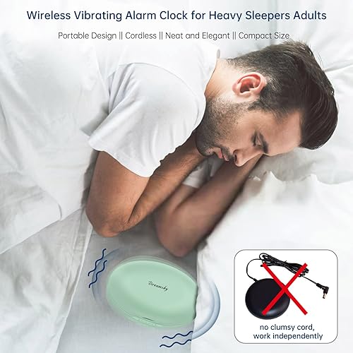 Miniatura 2 de DreamSky Reloj despertador vibratorio para adultos que duermen pesadamente, agitador de cama recargable debajo de la almohada para personas con