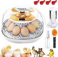 MYMULIKEHOME 12-Egg Automatic Incubator with Egg Turner, Humidity Control, 360° Clear View & Egg Candler for Chickens Ducks Quails