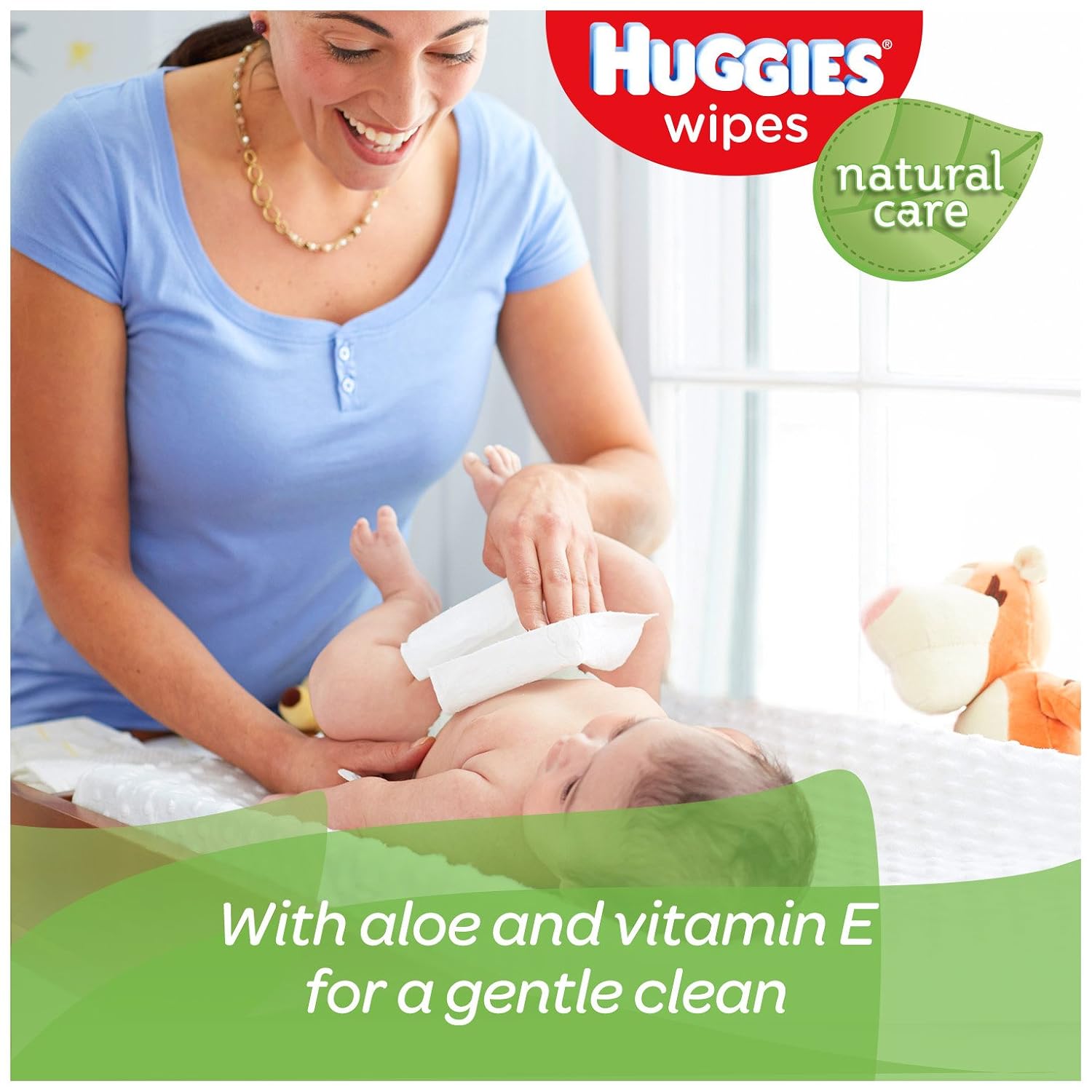 Huggies Natural Care Baby Wipes, Disposable Soft Packs, Unscented, Hypoallergenic, Aloe and Vitamin E, 56 Count (Pack of 8)