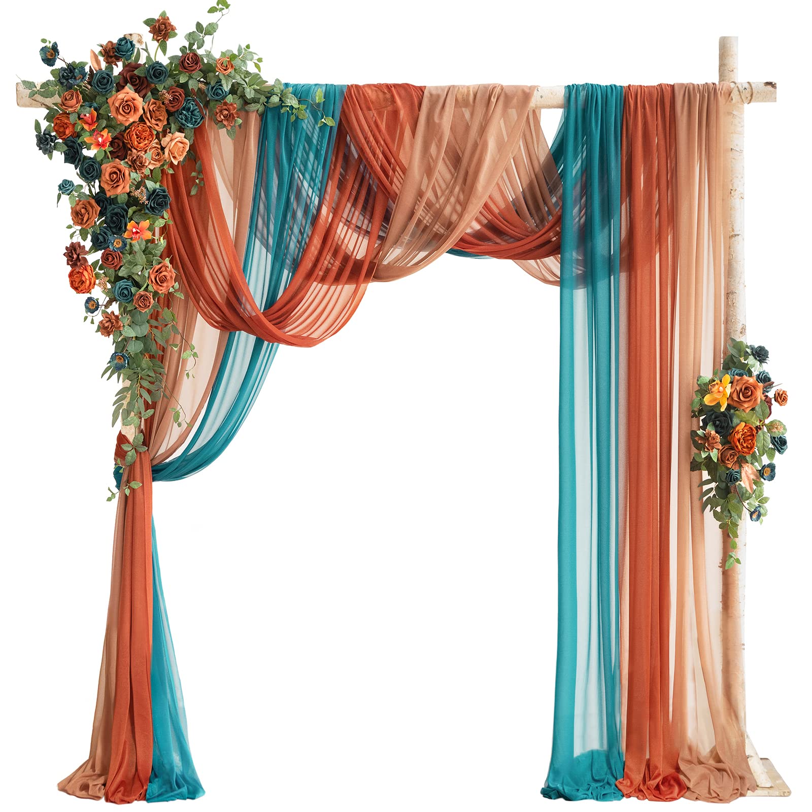Ling's Moment Kit de flores de arco de boda con cortinas (paquete de 5) – 2 arreglos de flores artificiales con 3 cortinas para decoración floral de cenador de ceremonia
