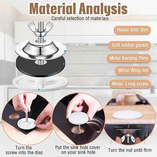 Vista 44 de LEIFIDE 2 piezas de 2 pulgadas para fregadero de cocina de 2 pulgadas, cubierta de orificio de grifo de acero inoxidable para fregadero de cocina