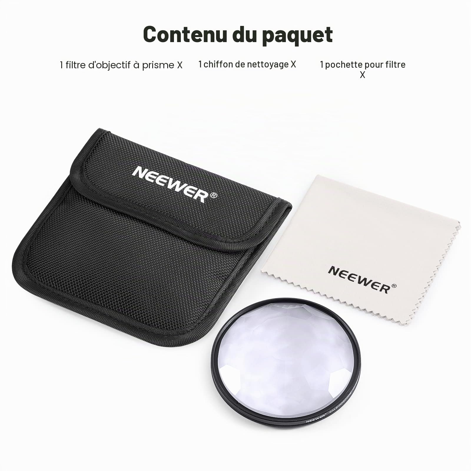 NEEWER Filtre à Prisme kaléidoscope de 82mm, Filtre à Effet de Verre avec réfraction Multiple et Nombre Variable de sujets photographiques