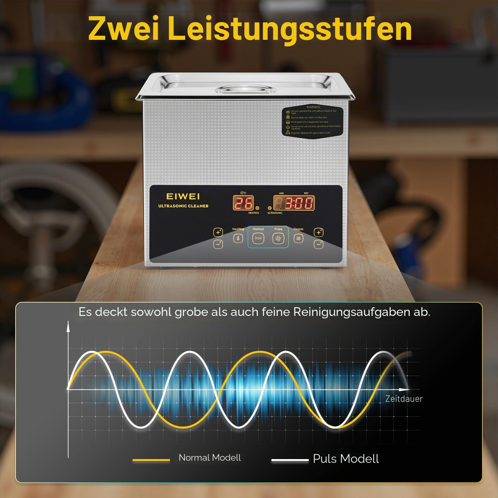 Ultraschallreinigungsgerät 3L Mit Zwei Leistungsstufen (Voll-/Halbleistung), Heizung, Timer & Entgasungsfunktion – Ideal Für Vergaser, Bauteile, Schmuck, Brillen, Zahnprothesen, Leiterplatten