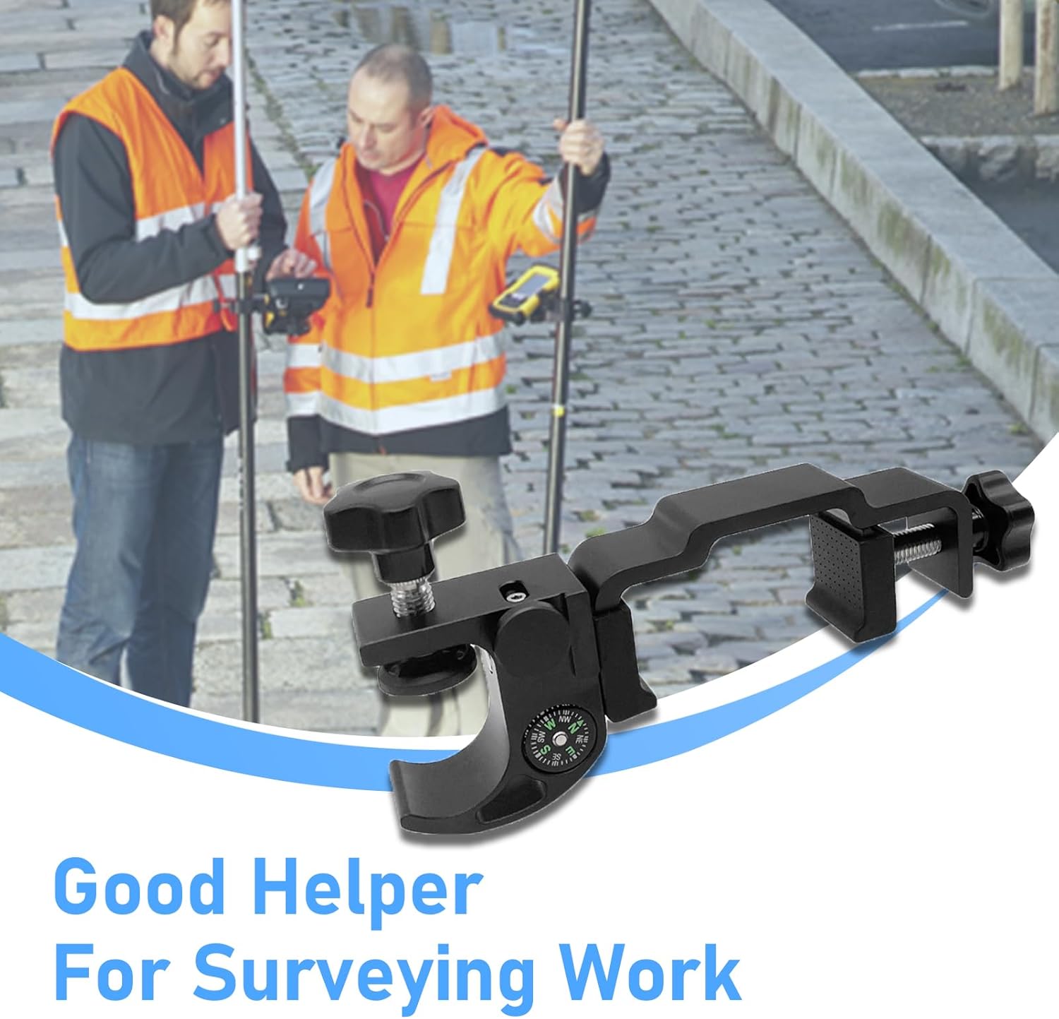 Universal Data Collector Cradle Bracket Fit on Most Data Collectors, Aluminium Data Collector Bracket for Prism Pole with Compass