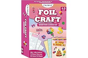 Foil Art Craft Kits For Kids Ages 4-12, DIY Printing Birthday Card Kit